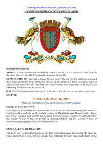 Cambridgeshire District & County Council Coats of Arms  CAMBRIDGESHIRE COUNTY COUNCIL ARMS