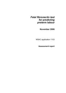 Microsoft Word - Fetal fibronectin testing assessment report_Final_17 August[removed]Dept edits_yl.doc