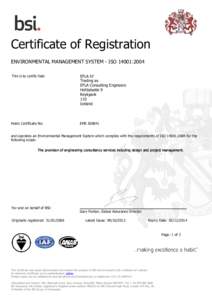 Certificate of Registration ENVIRONMENTAL MANAGEMENT SYSTEM - ISO 14001:2004 This is to certify that: EFLA hf Trading as