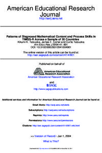 American Educational Research Journal http://aerj.aera.net Patterns of Diagnosed Mathematical Content and Process Skills in TIMSS-R Across a Sample of 20 Countries