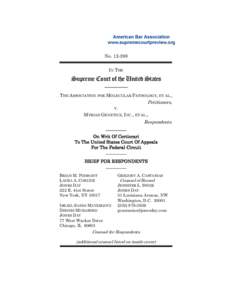 NoIN THE Supreme Court of the United States THE ASSOCIATION FOR MOLECULAR PATHOLOGY, ET AL.,