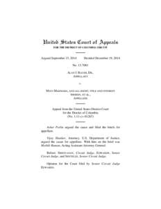 United States Court of Appeals FOR THE DISTRICT OF COLUMBIA CIRCUIT Argued September 15, 2014  Decided December 19, 2014