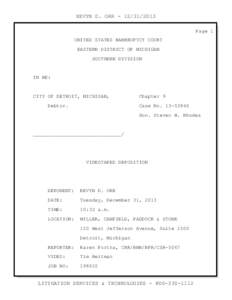 KEVYN D. ORR[removed]Page 1 UNITED STATES BANKRUPTCY COURT EASTERN DISTRICT OF MICHIGAN SOUTHERN DIVISION