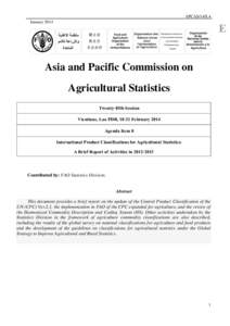 APCAS[removed]January 2014 Asia and Pacific Commission on Agricultural Statistics Twenty-fifth Session