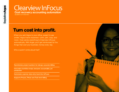 Clearview InFocus Cost recovery accounting automation sepialine.com/clearview et started today. Download your free Argos trial at www.sepialine.com/get