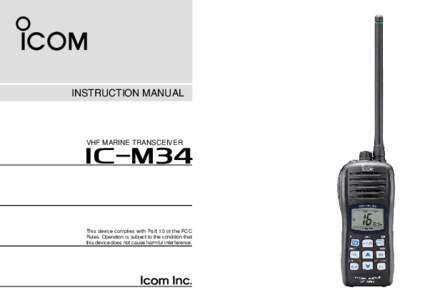 INSTRUCTION MANUAL  VHF MARINE TRANSCEIVER iM34