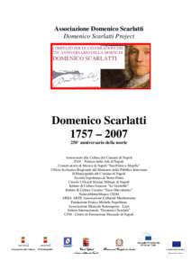 Associazione Domenico Scarlatti Domenico Scarlatti Project COMITATO PER LE CELEBRAZIONI DEL