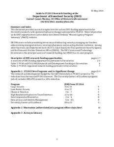 Guide to FY2015 Research Funding at the  Department of Homeland Security (DHS) 15 May 2014