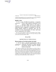 Statutory law / 109th United States Congress / Appropriation bill / Politics / Standing Rules of the United States Senate /  Rule XVI / United States Bill of Rights / Constitutional amendment / Joint resolution / Reading / Government / Law / James Madison