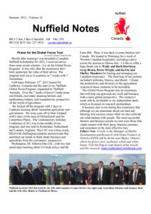 Nuffield  SummerVolume 18 Nuffield Notes Canada