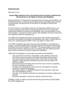 CASHRA CRPD Dec 3 11 Press Release