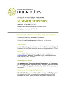 Federal assistance in the United States / National Endowment for the Humanities / Funding opportunity announcement / Federal grants in the United States / Grant / Neh