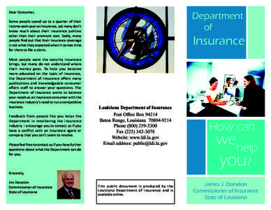 Insurance / Institutional investors / Business / Crimes / Insurance fraud / Health insurance / Life insurance / Jim Donelon / Risk management information systems / Financial institutions / Financial economics / Investment