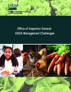 United States Department of Agriculture Office of Inspector General Office of Inspector General USDA Management Challenges