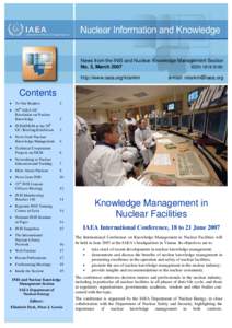 News from the INIS and Nuclear Knowledge Management Section ISSN[removed]No. 3, March 2007 http://www.iaea.org/inisnkm  e-mail: [removed]