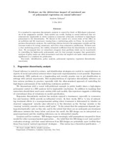 Evidence on the deleterious impact of sustained use of polynomial regression on causal inference∗ Andrew Gelman† 2 Mar[removed]Abstract