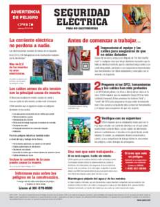 ADVERTENCIA DE PELIGRO Seguridad eléctrica para no electricistas