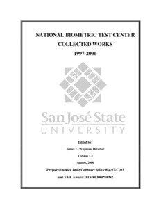 NATIONAL BIOMETRIC TEST CENTER COLLECTED WORKS[removed]