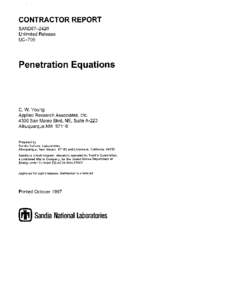 SAND97-2426 Distribution Category UC-705 Unlimited Release Printed October[removed]Penetration Equations