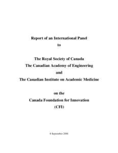 Report of an International Panel on CFI