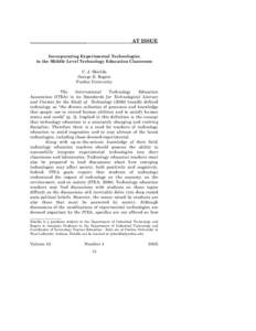 AT ISSUE  ___________________________ Incorporating Experimental Technologies in the Middle Level Technology Education Classroom