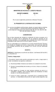 REPÚBLICA DE COLOMBIA  MINISTERIO DE HACIENDA Y CREDITO PÚBLICO DECRETO NÚMERO (
