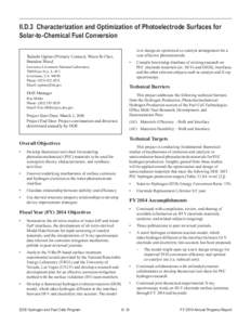 Characterization and Optimization of Photoelectrode Surfaces for Solar-to-Chemical Fuel Conversion - DOE Hydrogen and Fuel Cells Program FY 2014 Annual Progress Report