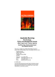 Australia Burning Fire Ecology, Policy and Management Issues