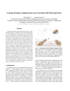 Learning 3D Shape Completion from Laser Scan Data with Weak Supervision David Stutz1,2 Andreas Geiger1,3 1 Autonomous Vision Group, MPI for Intelligent Systems and University of T¨ubingen 2