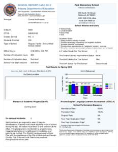 Park Elementary School  SCHOOL REPORT CARD 2012 Arizona Department of Education  Holbrook Unified District