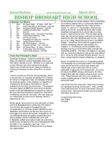 School Bulletin  www.bishopbrossart.org March 2015
