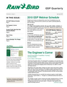 GSP Quarterly Volume 2, Issue 1 Spring[removed]IN THIS ISSUE: