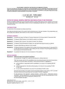 THIS DOCUMENT IS IMPORTANT AND REQUIRES YOUR IMMEDIATE ATTENTION If you are in any doubt as to the action you should take, you should immediately consult an independent financial adviser authorised under the Financial Se