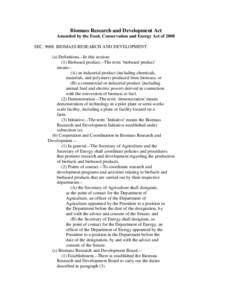 Biomass Research and Development Act