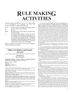 RULE MAKING ACTIVITIES Each rule making is identified by an I.D. No., which consists of 13 characters. For example, the I.D. No. AAM[removed]E indicates the following: