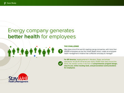 Case Study  Energy company generates better health for employees THE CHALLENGE