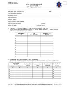 OMB Approval: Expiration Date: Wage Survey Interview Record Form ETA-232A U.S. Department of Labor