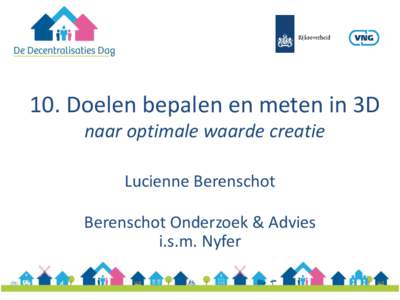 10. Doelen bepalen en meten in 3D naar optimale waarde creatie Lucienne Berenschot Berenschot Onderzoek & Advies i.s.m. Nyfer