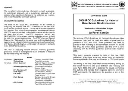United Nations Environment Programme / World Meteorological Organization / United Nations Framework Convention on Climate Change / Emission inventory / IPCC Third Assessment Report / Emission intensity / Climate change / Environment / Intergovernmental Panel on Climate Change