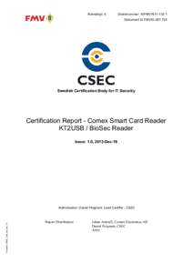 Certification Report - Comex Smart Card Reader KT2USB / BioSec Reader