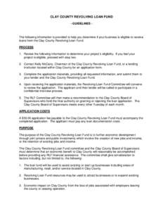 Microsoft Word - Clay County Revolving Loan2 Guidelines