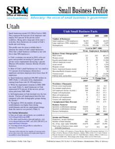 Utah Small Business Profile, 2011