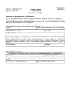 CITY OF PARKERSBURG, WV City Service User Fee Form CSUF-1 (Rev[removed])