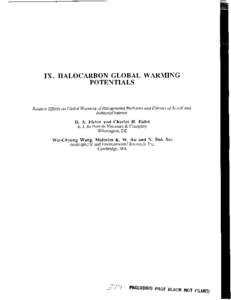 Greenhouse gases / Ozone depletion / Refrigerants / Halomethanes / Millennium Development Goals / Chlorofluorocarbon / Global-warming potential / Global warming / Methane / Chemistry / Environment / Climatology