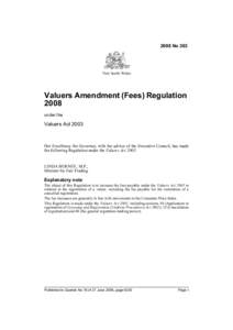 2008 No 263  New South Wales Valuers Amendment (Fees) Regulation 2008