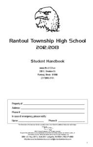 Rantoul Township High School[removed]Student Handbook www.rths.k12.il.us 200 S. Sheldon St. Rantoul, Illinois 61866