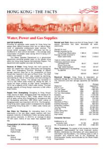 Hong Kong Fact Sheets - Water, Power and Gas Supplies