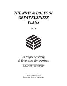 THE NUTS & BOLTS OF GREAT BUSINESS PLANSEntrepreneurship
