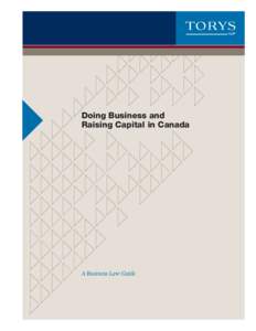 Doing Business and Raising Capital in Canada