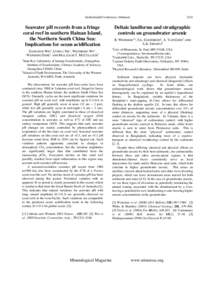 Goldschmidt Conference Abstracts  Seawater pH records from a fringe coral reef in southern Hainan Island, the Northern South China Sea: Implications for ocean acidification